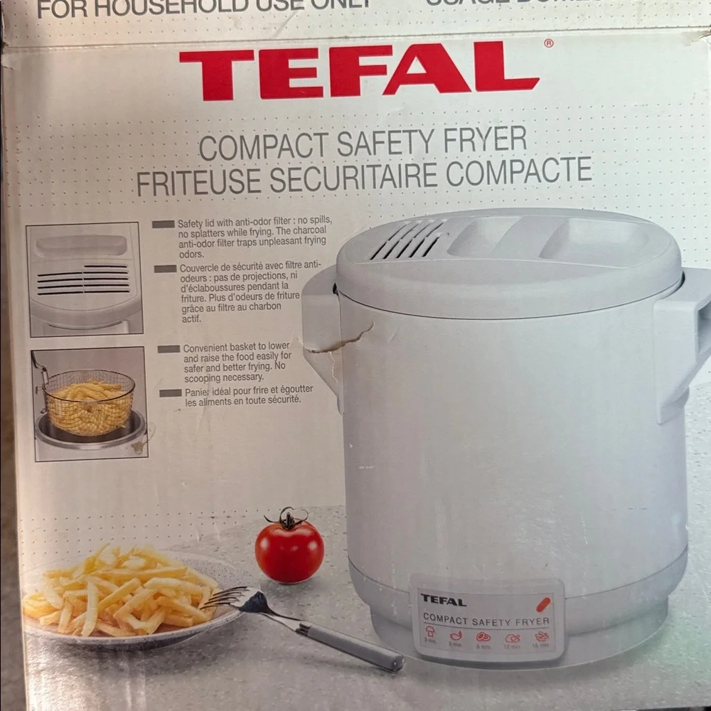 Tefal T-Fal Compact Safety Deep Fryer White 1 qt oil safety safety filter lid